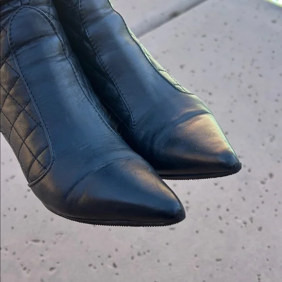 BURBERRY Black Quilted Pointed-Toe Ankle Boots